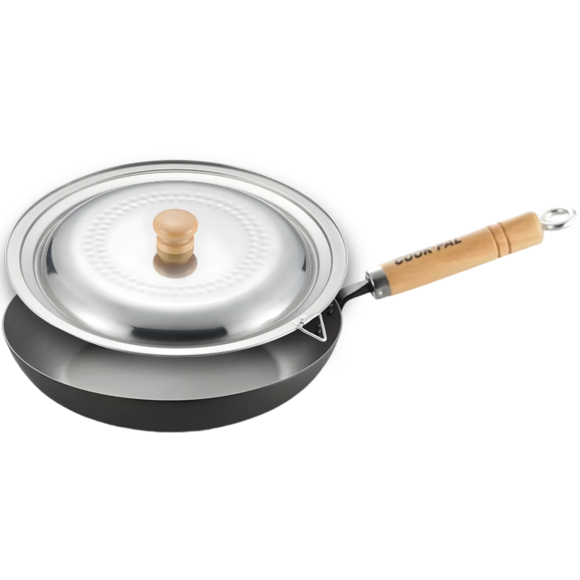 Yoshikawa Cook-Pal Ren 24cm Nitrided Carbon Steel Fry Pan with Lid Set