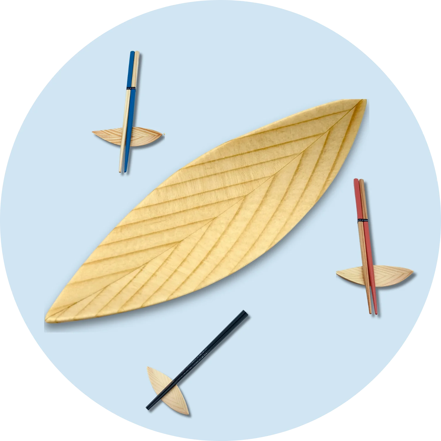 Japanese Chopstick Rests - Eco-Friendly Wooden Leaf Design