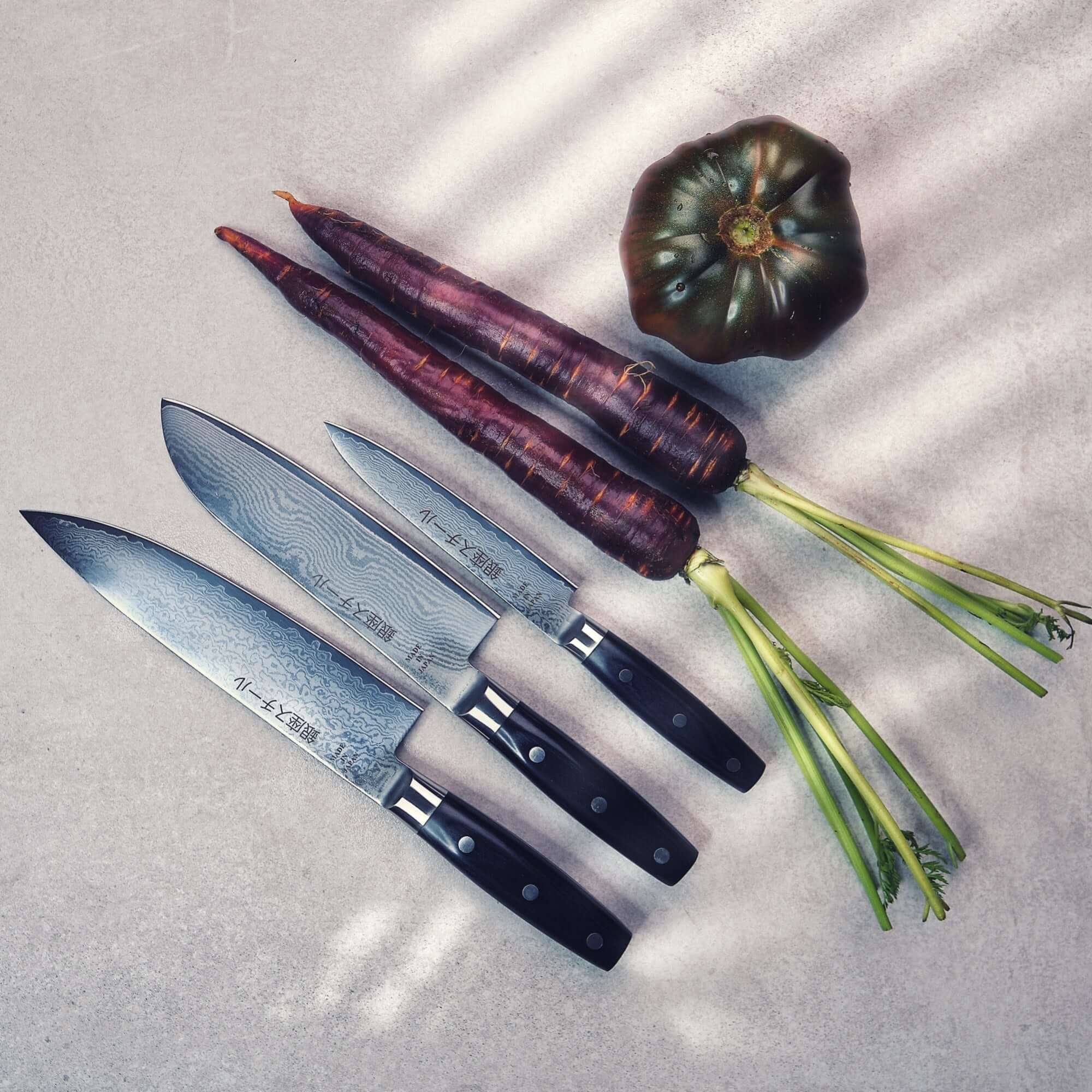 HAYAMI THREE - VG10 69 LAYER DAMASCUS STEEL KNIFE SET