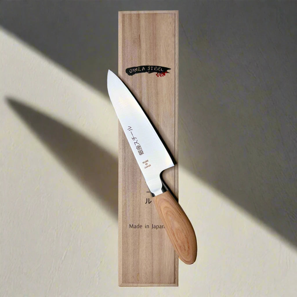 MATSUE - MV Stainless Steel Santoku Knife and Petty Knife Set /Natural Wood Handle