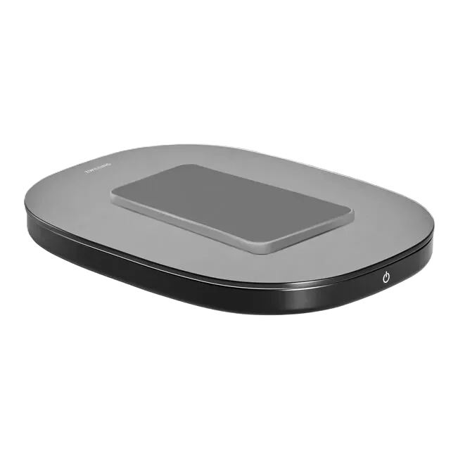 ZWILLING Enfinigy Kitchen Scale in Black with Wireless Charging, featuring a sleek minimalist design